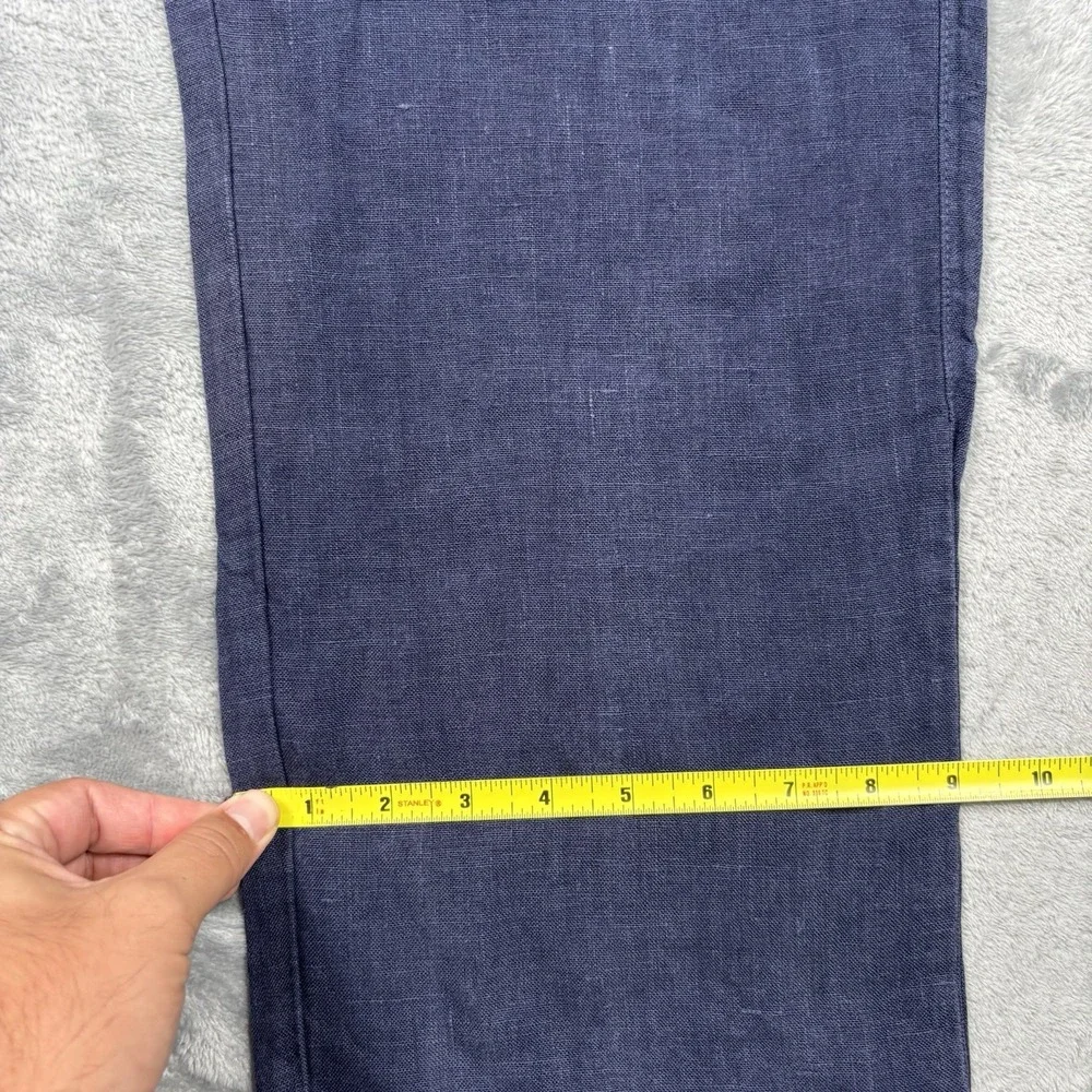 Benson NYC Casual Pants Size 38x32 Blue 100% Linen Lightweight